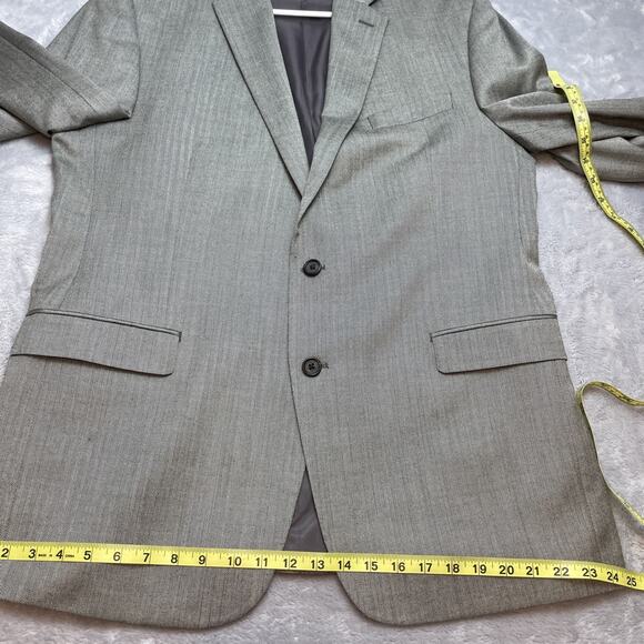 Lauren Ralph Lauren Herringbone Blazer Mens 44L Gray Silk Wool Blend Two Button - Picture 13 of 15